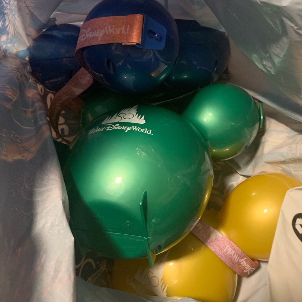 NWOT Disney 50th Anniversary Balloon Popcorn Buckets (Green, Blue, Yellow)